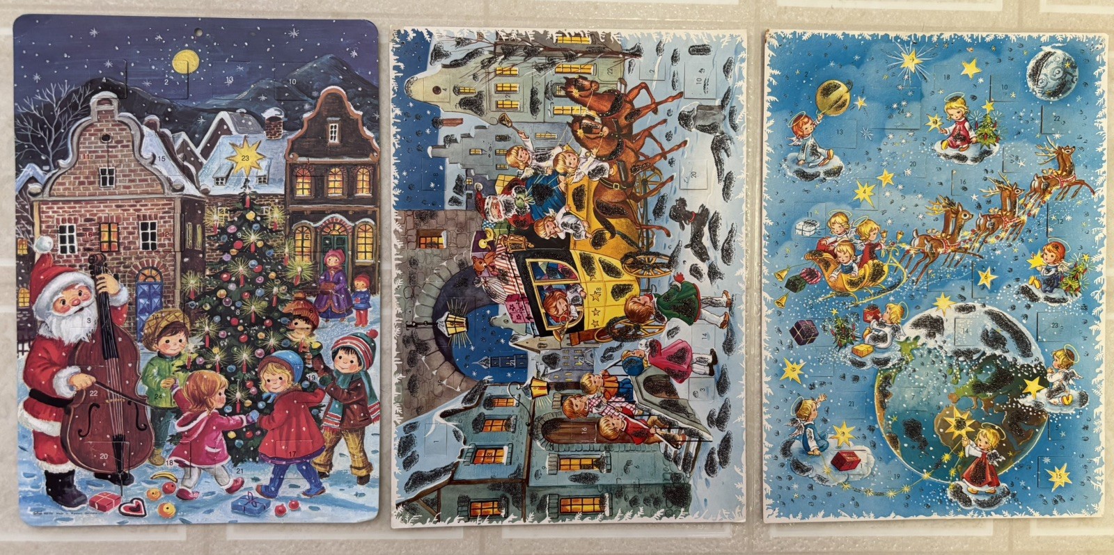 Vintage Mid-century Kruger LOT OF 3 West Germany Christmas Advent Calendar
