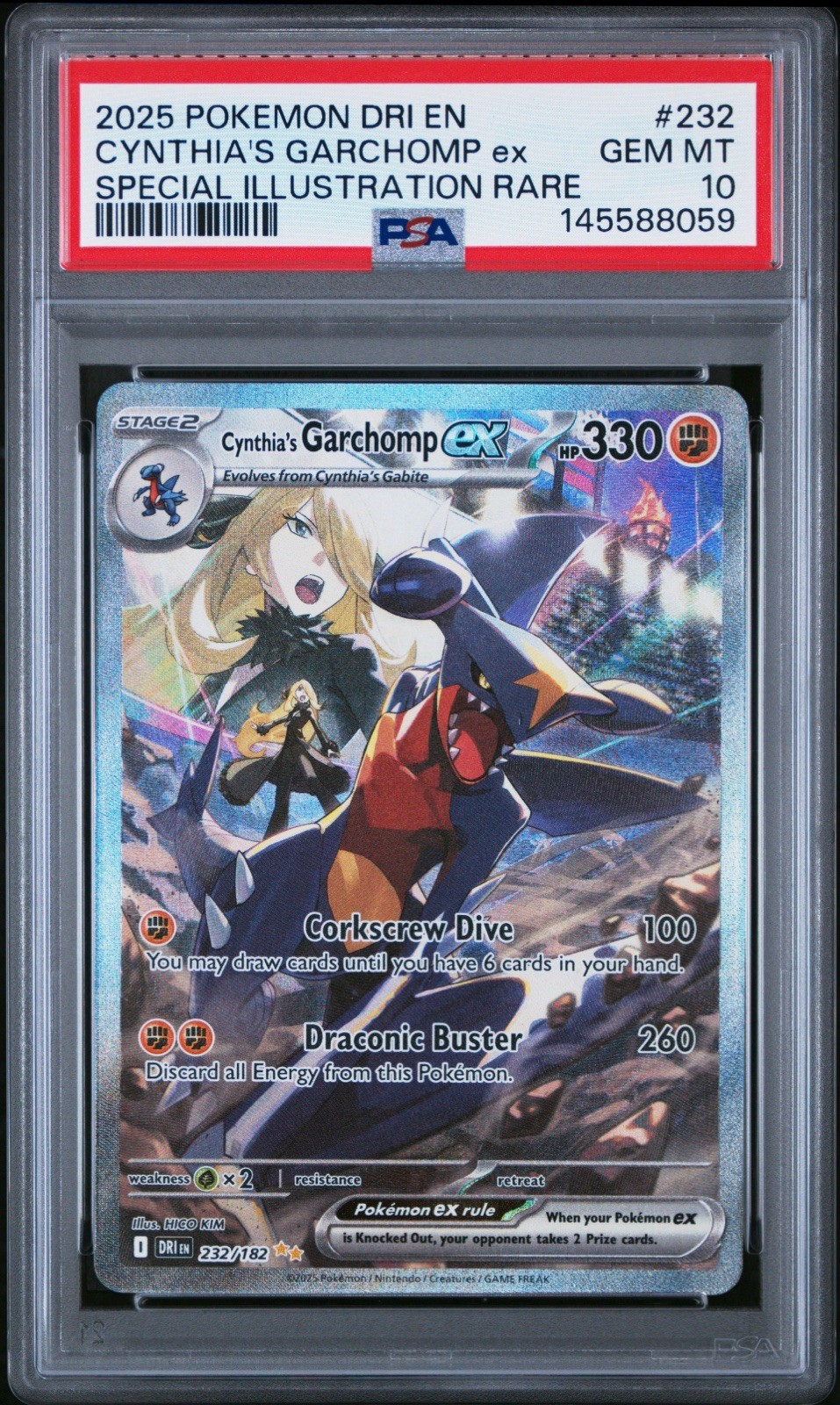 Pokémon TCG Destined Rivals Cynthia\'s Garchomp ex 232/182 SIR Holo PSA 10