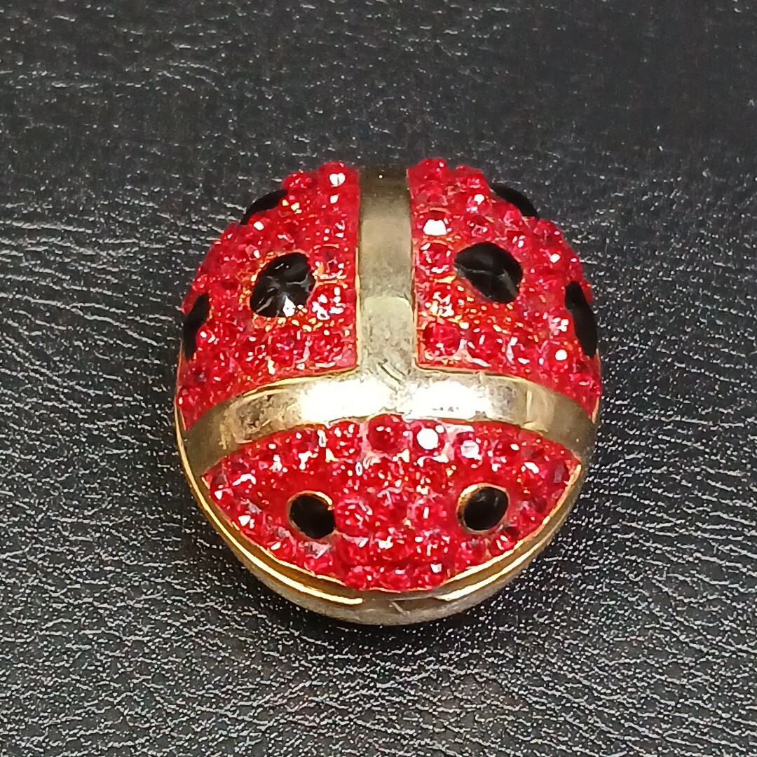 RUCINNI Tiny Ladybug Trinket Box Red Crystals Black Enamel. 13-253