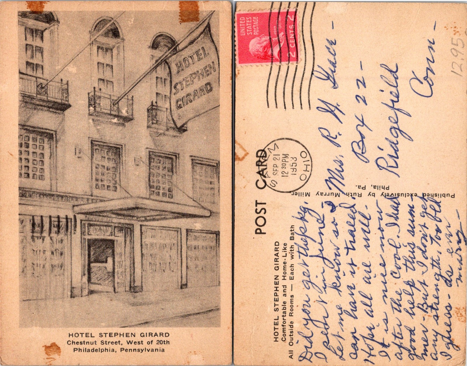 Philadelphia PA Hotel Stephen Girard Building, Chestnut Street Postcard 72296