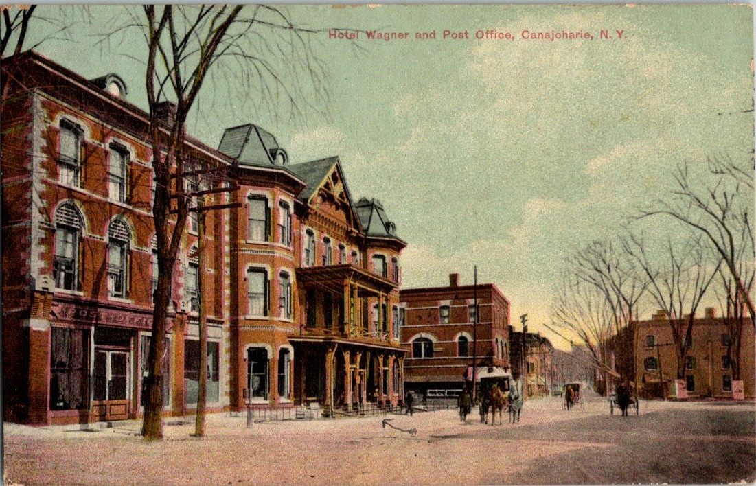 1909 Hotel Wagner & Post Office Canajoharie NY Postcard Neptunochrome 1909 Hotel Wagner & Post Office Canajoharie NY Postcard Neptunochrome