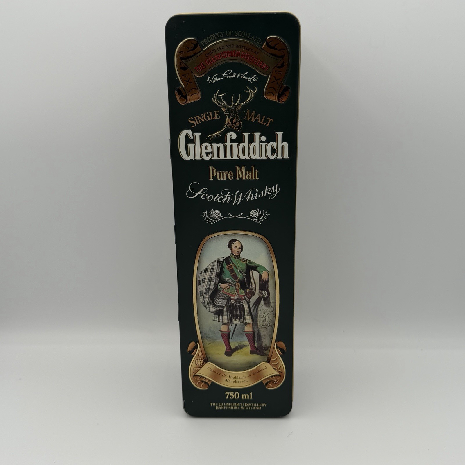 Vintage Glenfiddich Pure Malt Scotch Whisky Tin Empty Scotland Collectible Vintage Glenfiddich Pure Malt Scotch Whisky Tin Empty Scotland Collectible
