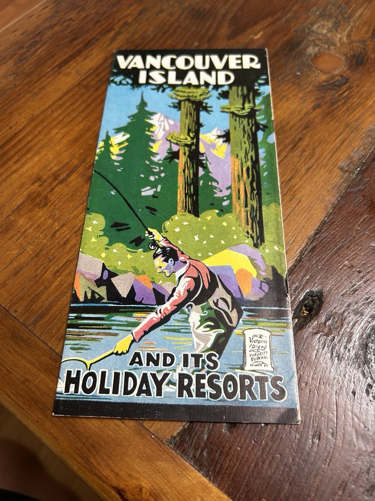Vancouver Island Canada Travel Brochure Fly Fishing Art By Cliff Wills 1930s-40s Vancouver Island Canada Travel Brochure Fly Fishing Art By Cliff Wills 1930s-40s