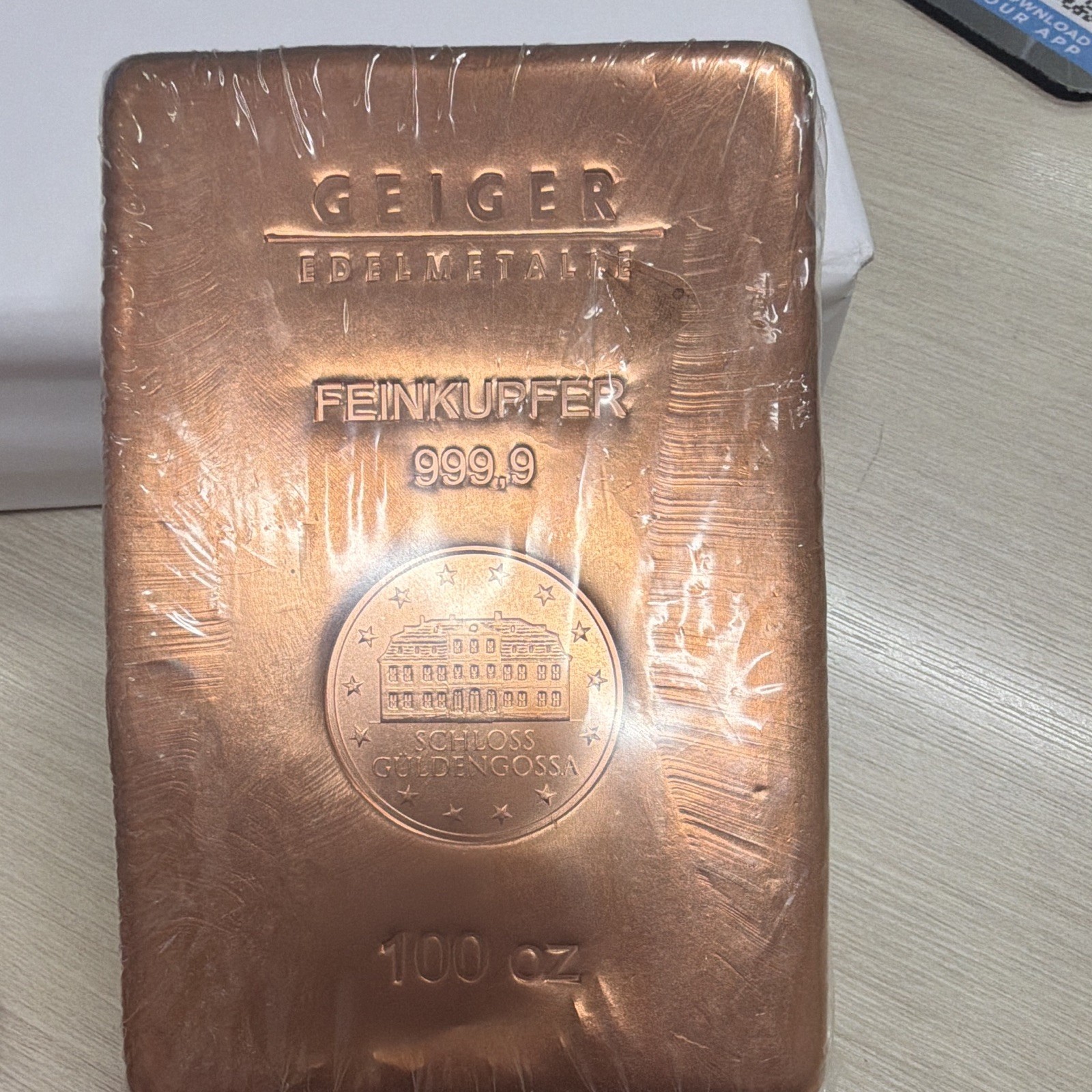 Geiger Edelmetalle Feinkupfer 100 oz 999.9 Fine Copper Copper Bar