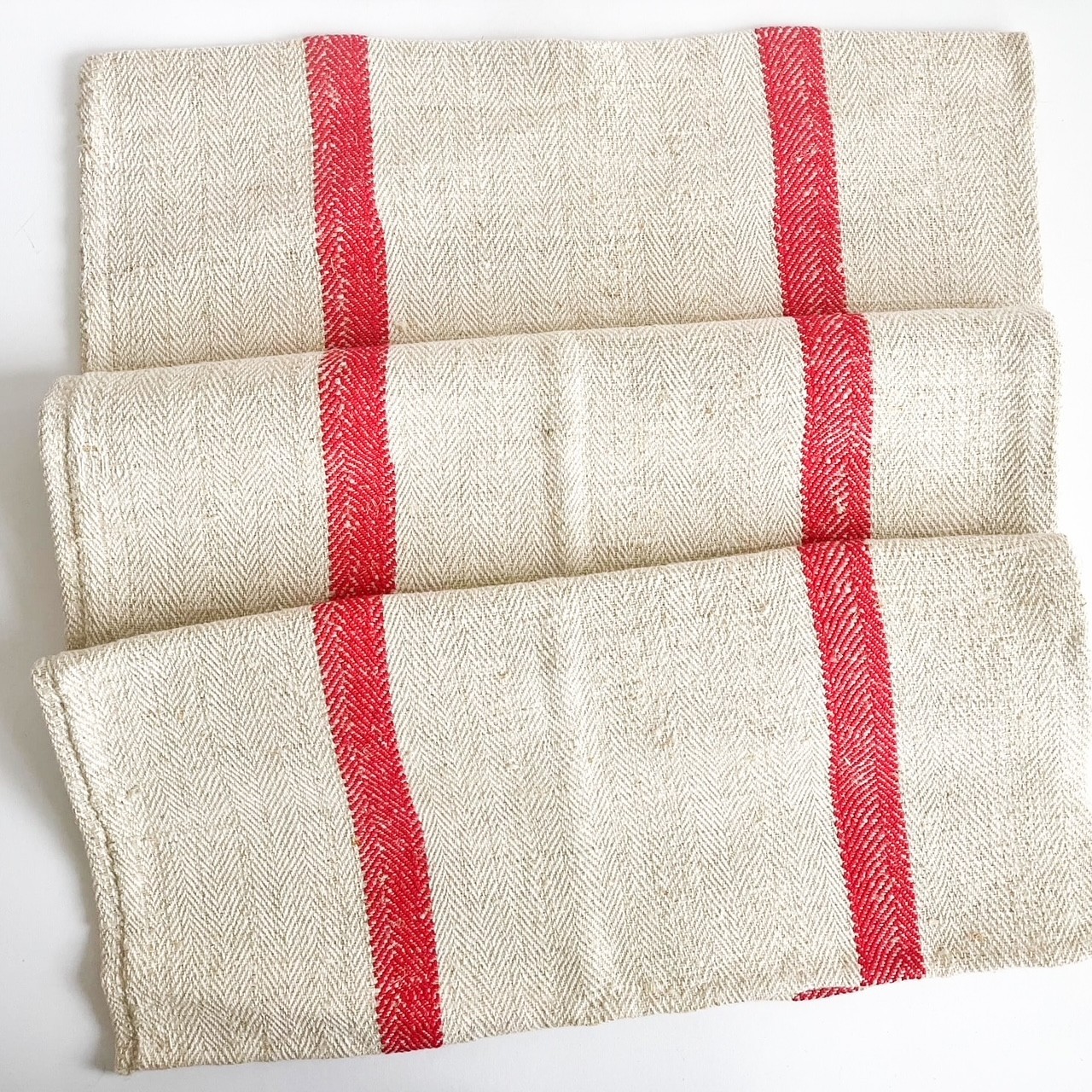 Rustic Antique Linen Grain Sack Red Stripes, Upholstery Farmhouse Feedsack R11 Rustic Antique Linen Grain Sack Red Stripes, Upholstery Farmhouse Feedsack R11