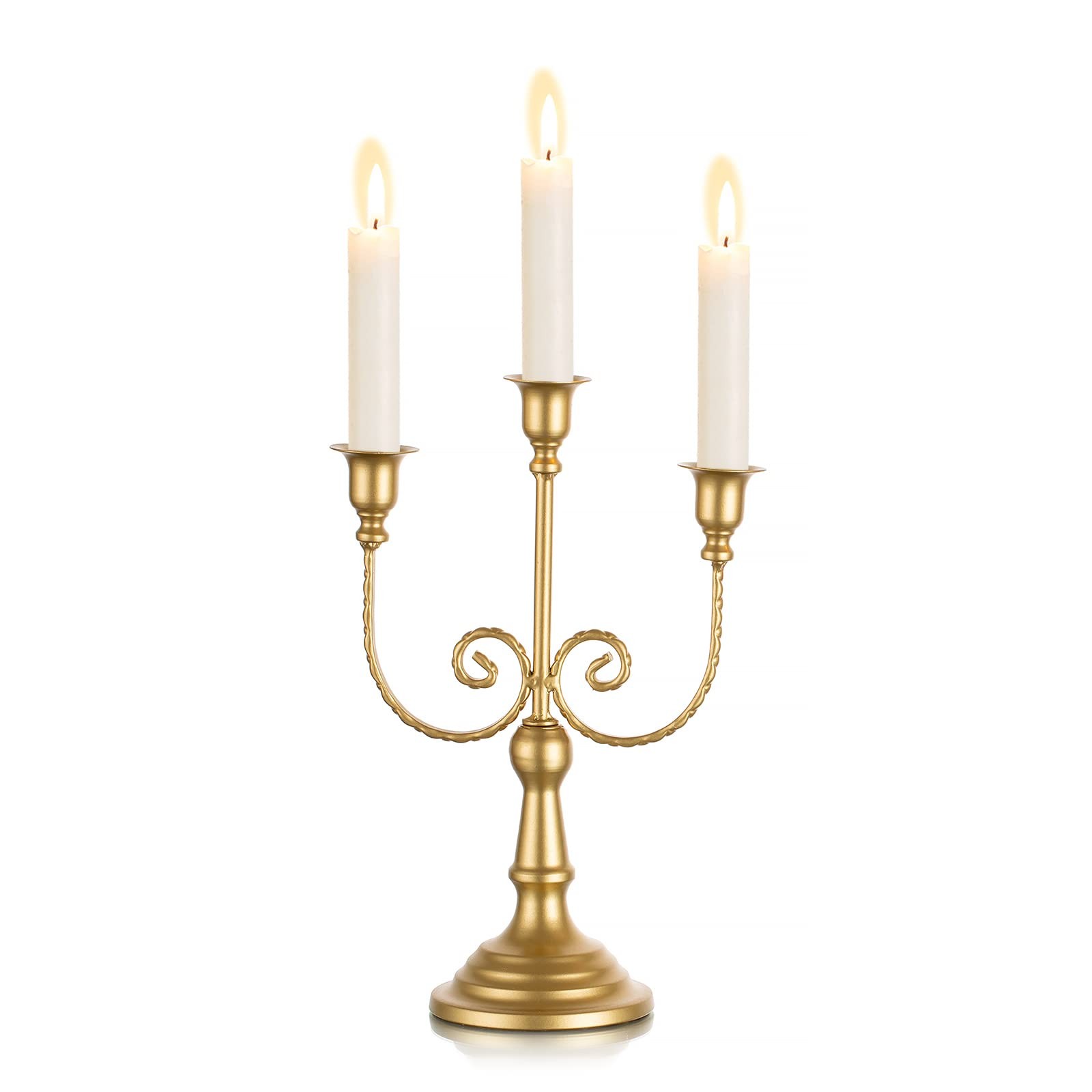 Sziqiqi Gold Candelabra Candle Holders for Wedding Christmas, 3 Arms