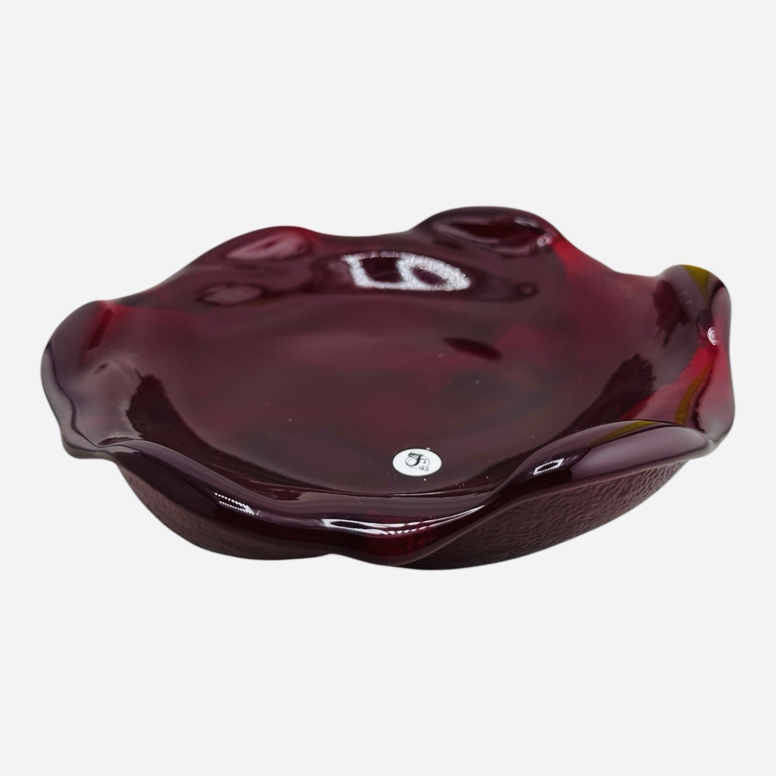 Fenton Art Glass Ruby Red Free Form Swirl Dish Ashtray 7 1/2” Vintage Fenton Art Glass Ruby Red Free Form Swirl Dish Ashtray 7 1/2” Vintage
