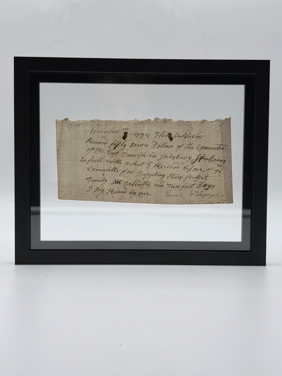 Ultra Rare 1798 Enoch Whipple Signed Church Receipt Salisbury MA Pulpit Payment