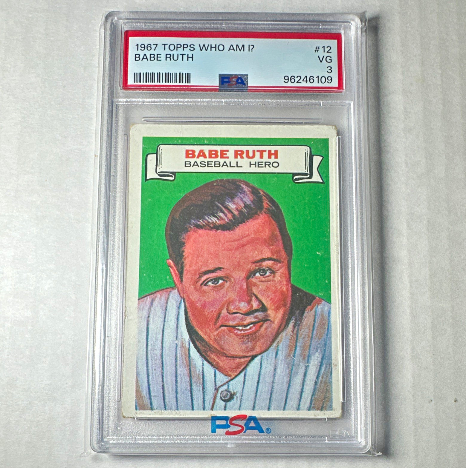 Topps 1967 Who Am I? Babe Ruth #12 PSA 3 Graded Non-Sport Trading Card Topps 1967 Who Am I? Babe Ruth #12 PSA 3 Graded Non-Sport Trading Card
