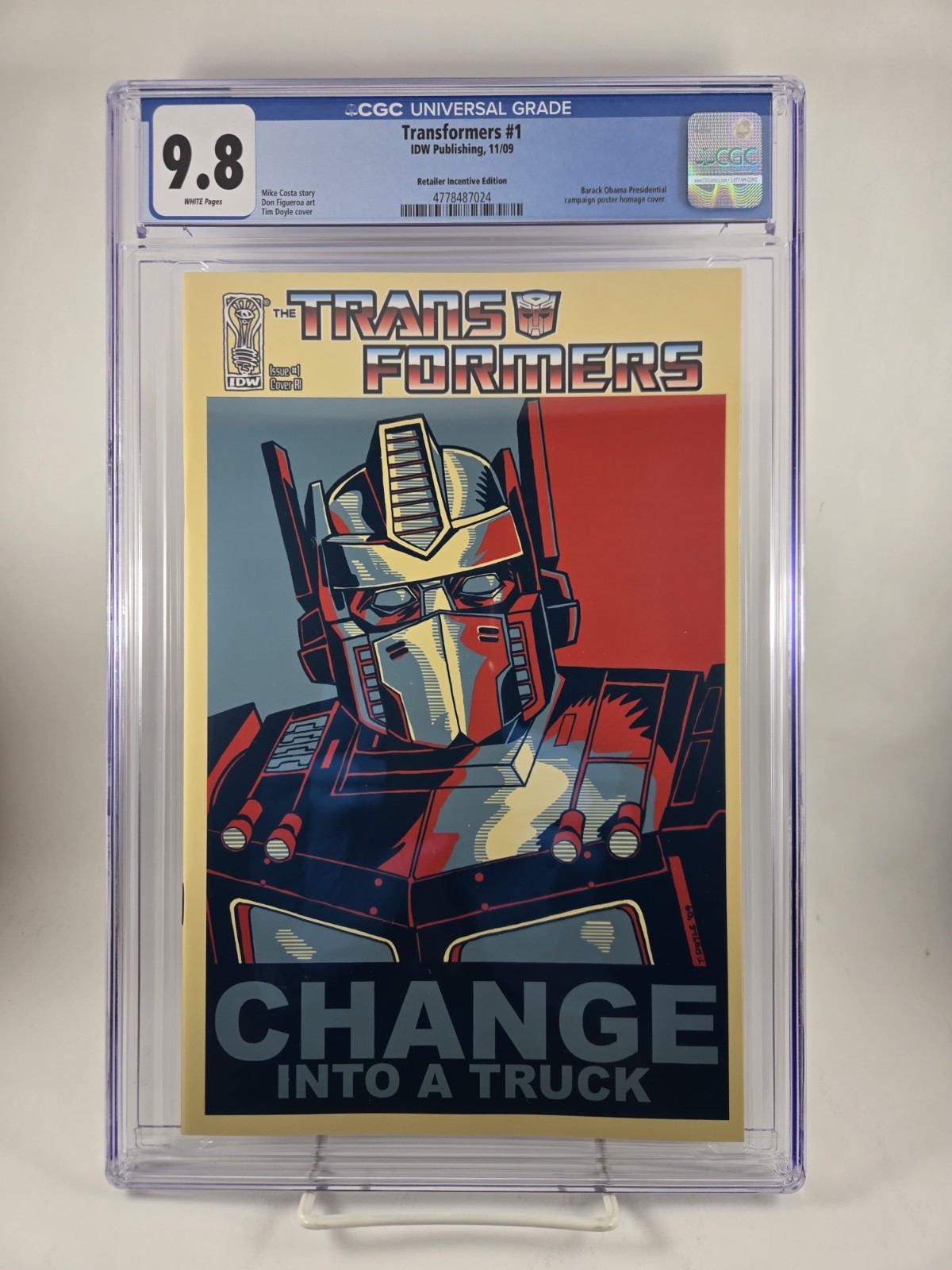 Transformers (2009) 1 - Change Into A Truck  Obama Retailer Incentive CGC 9.8.