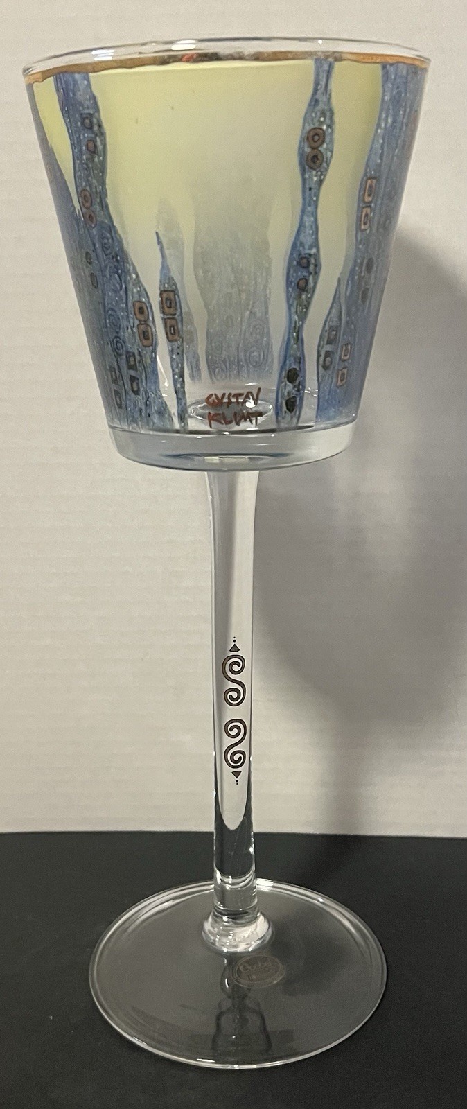 Vintage Gustav Klimt Goebel Crystal Candleholde Art Nouveau Cobalt Blue Gold 12” Vintage Gustav Klimt Goebel Crystal Candleholde Art Nouveau Cobalt Blue Gold 12”