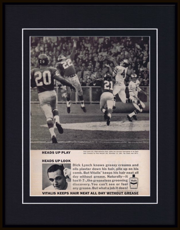 Dick Lynch 1963 Vitalis Framed 11x14 ORIGINAL Vintage Advertisement Dick Lynch 1963 Vitalis Framed 11x14 ORIGINAL Vintage Advertisement