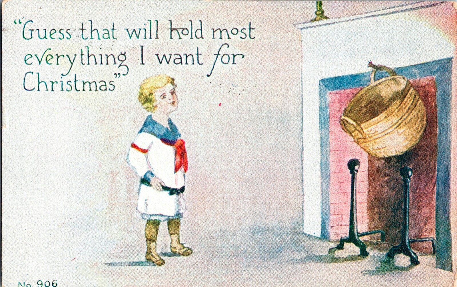 Vintage 1910's F.A. Owen Co. Cute Little Sailor Boy Antique Christmas Postcard