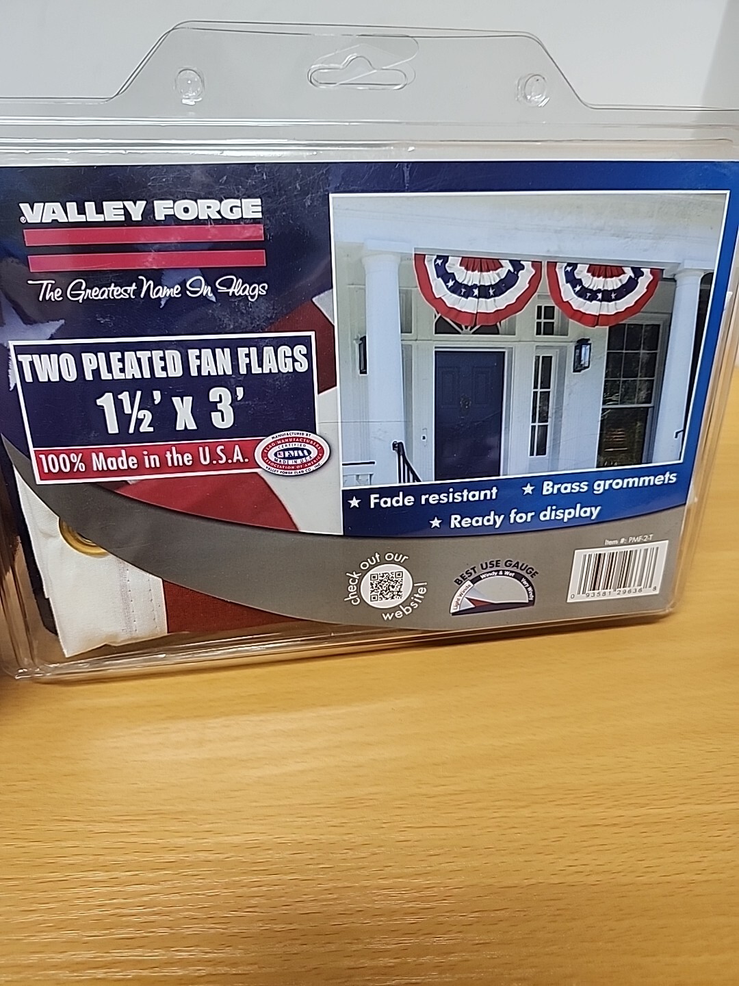 Valley Forge American Fan Flag 1.5\' x 3\' Polycotton Sentinel 100% Made in U.S...