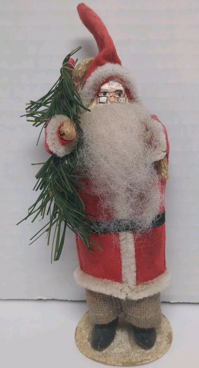 VTG 1988 Paper Mache SANTA  W/Christmas Tree Branch