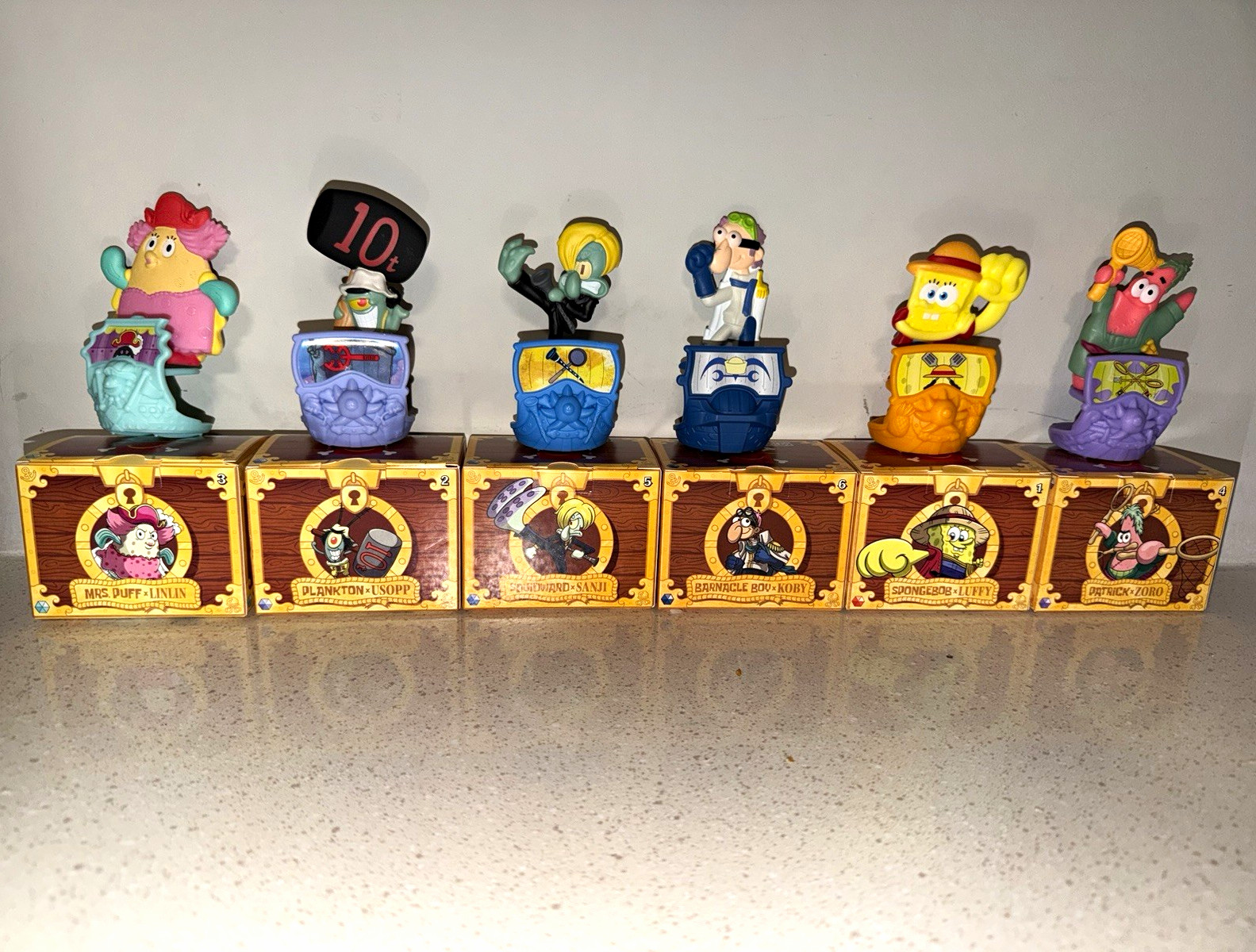 McDonald\'s SpongeBob SquarePants Plastic Figure Set of 6, Multicolor