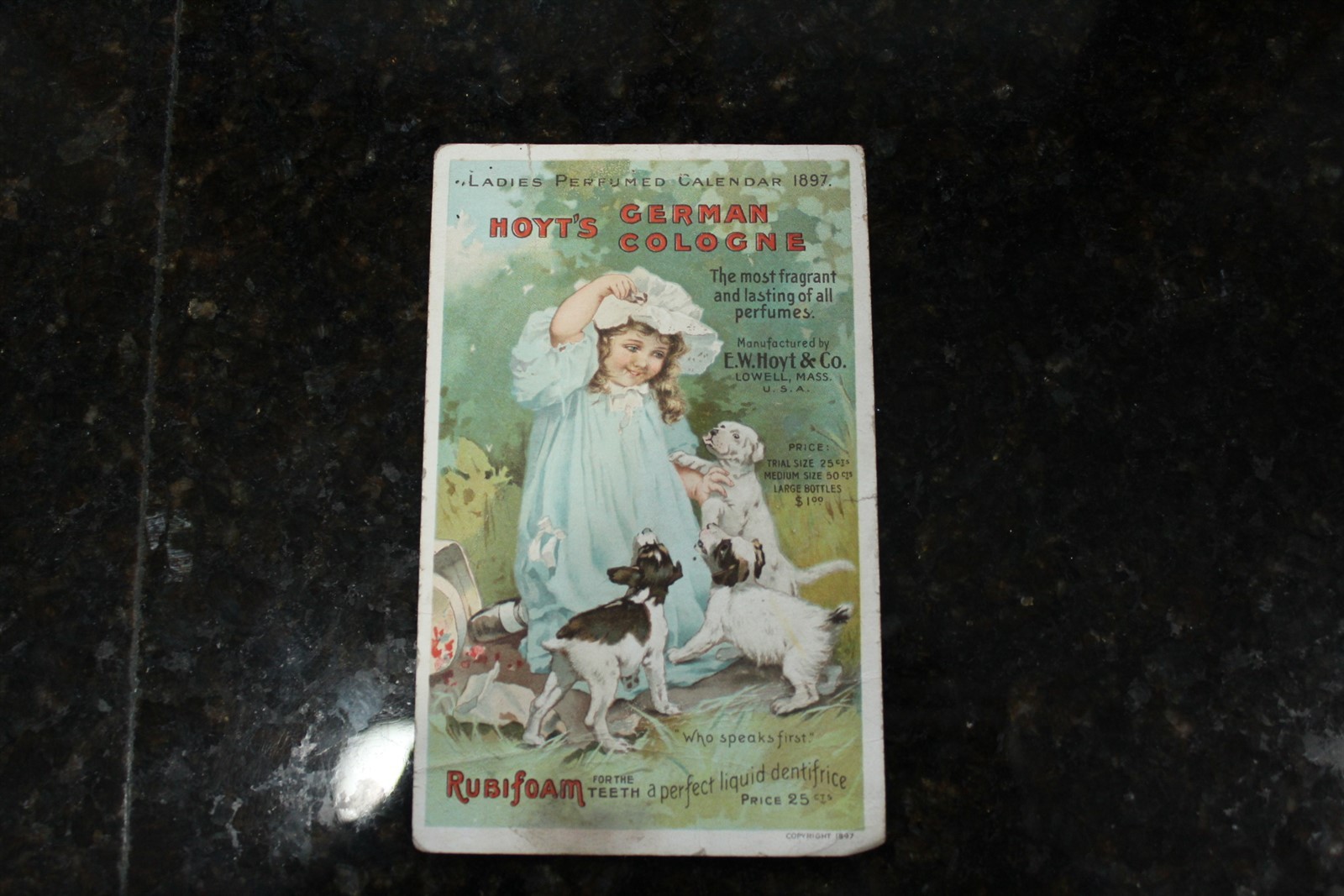 Antique Advertising Trade Card Ca. 1897 Hoyt\'s German Cologne Lowell, MASS Antique Advertising Trade Card Ca. 1897 Hoyt\'s German Cologne Lowell, MASS