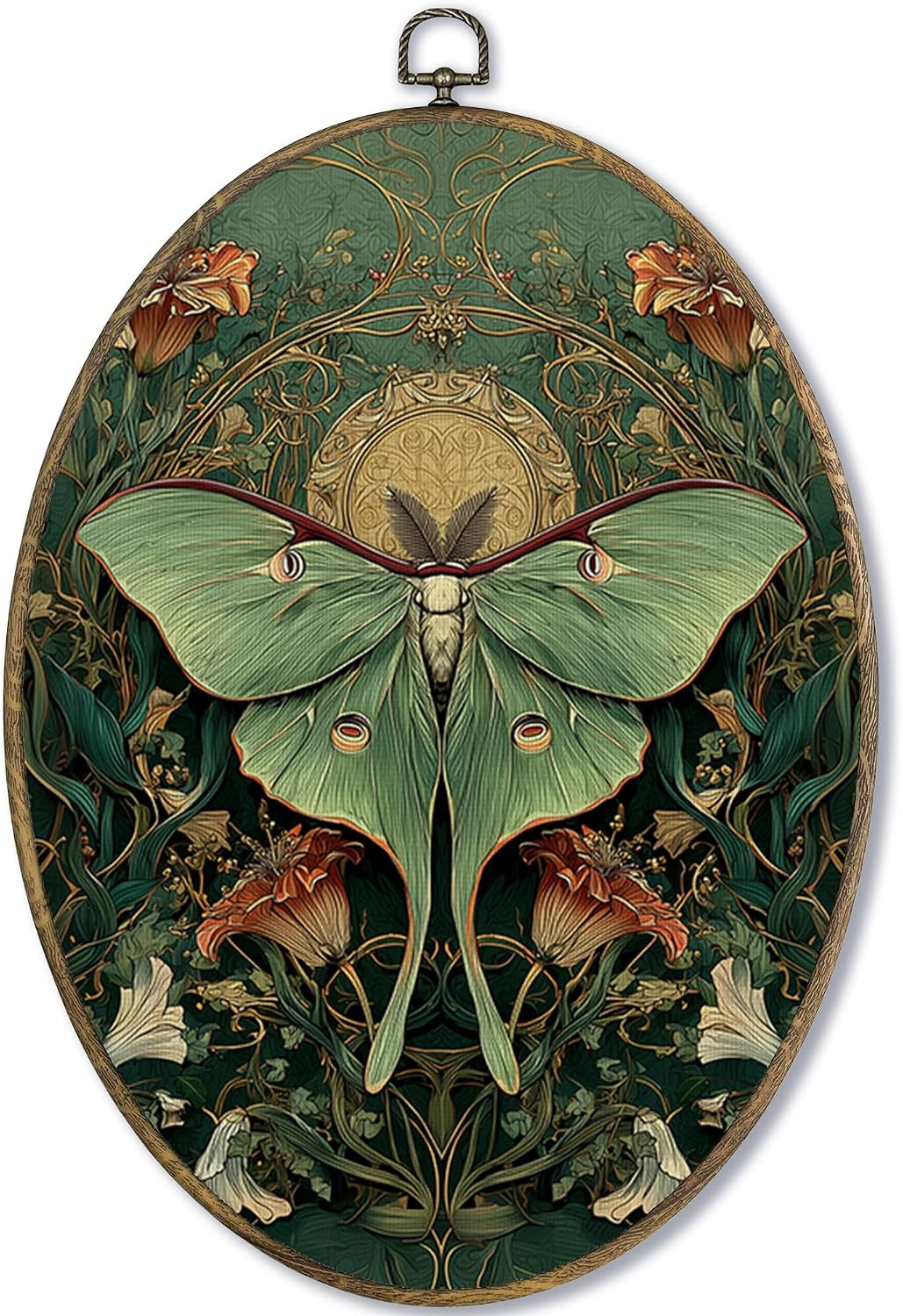 Vintage Luna Moth Oval Wall Art Decor Framed, Cottagecore Butterfly Floral Ca... Vintage Luna Moth Oval Wall Art Decor Framed, Cottagecore Butterfly Floral Ca...