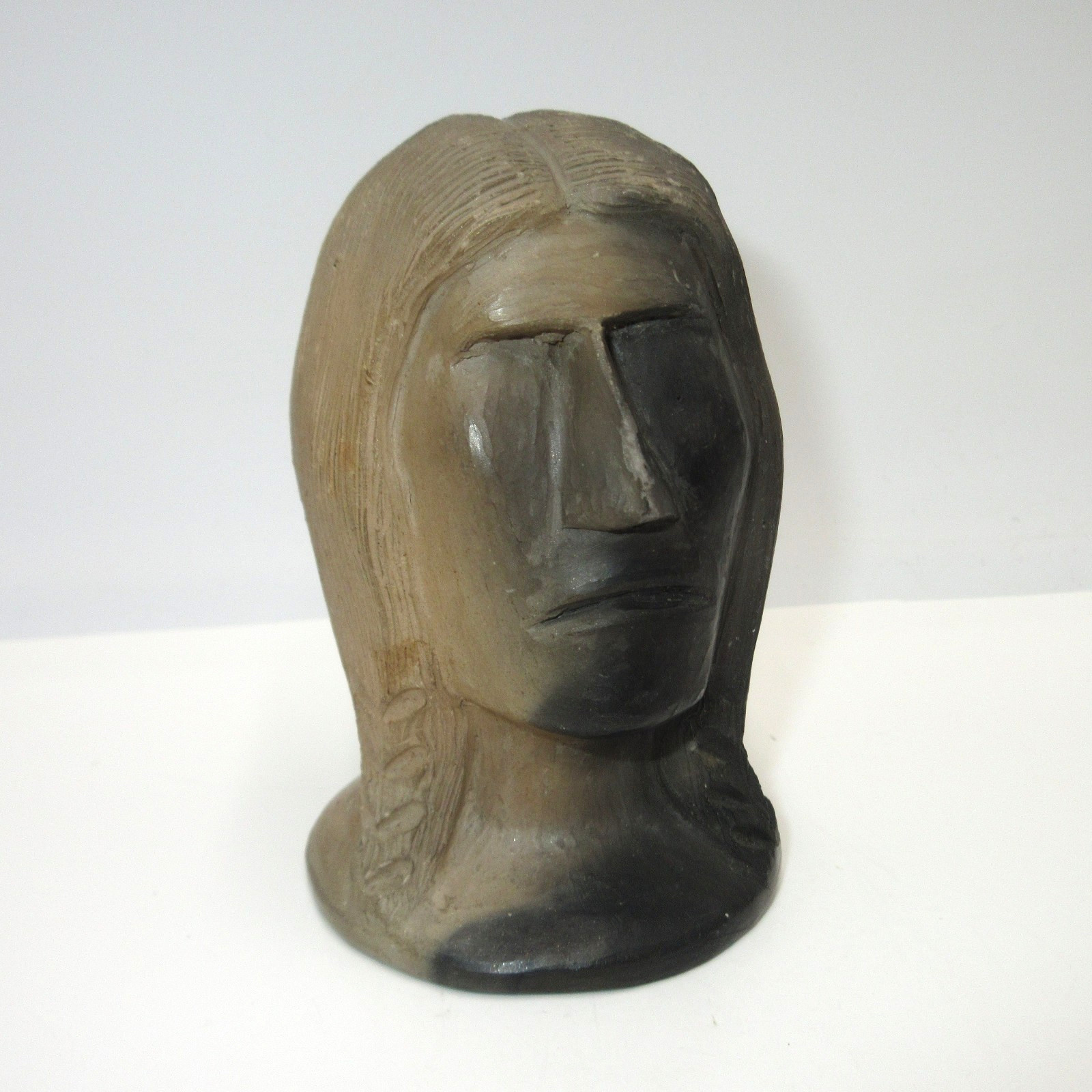 Vintage Maude Welch signed Cherokee NC Pottery Indian Brave Head Vintage Maude Welch signed Cherokee NC Pottery Indian Brave Head