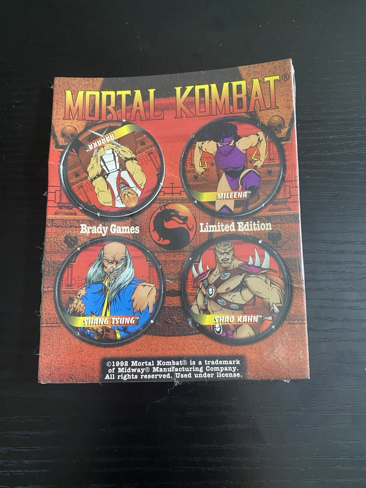 Vintage 1994 Mortal Kombat Limited Edition Caps Pogs Brady Games Promo Insert
