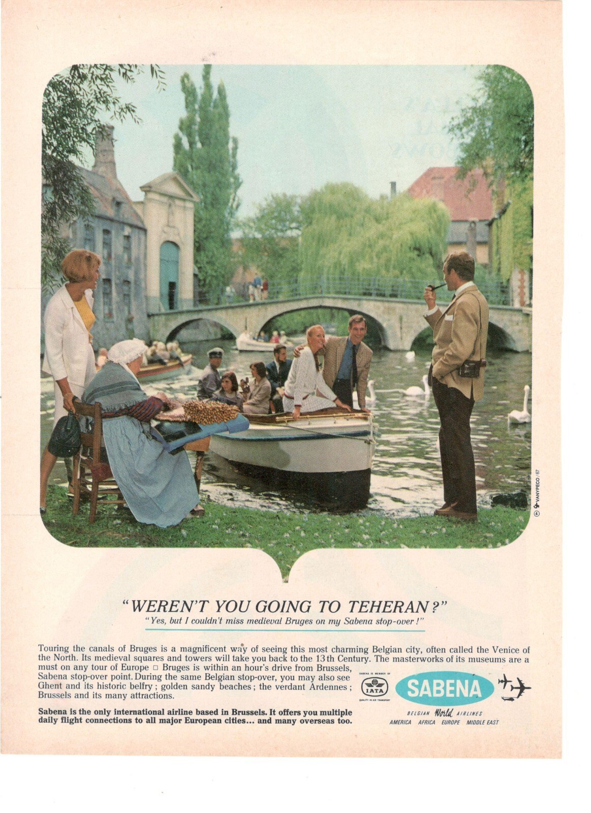 Sabena Belgian World Airlines 1969 Advertisement 1 Original Page