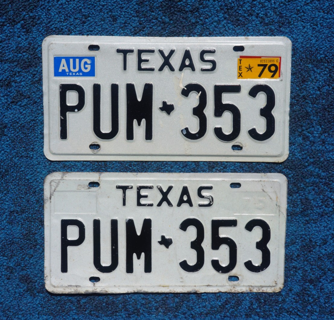 1979 Texas License Plate Plates PAIR / SET 1979 Texas License Plate Plates PAIR / SET