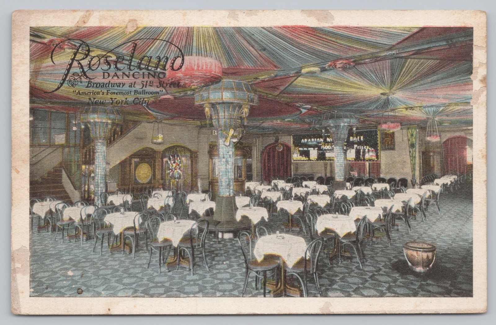 Roseland Ballroom Interior, Broadway at 51st St, New York City NY 1920s Postcard Roseland Ballroom Interior, Broadway at 51st St, New York City NY 1920s Postcard