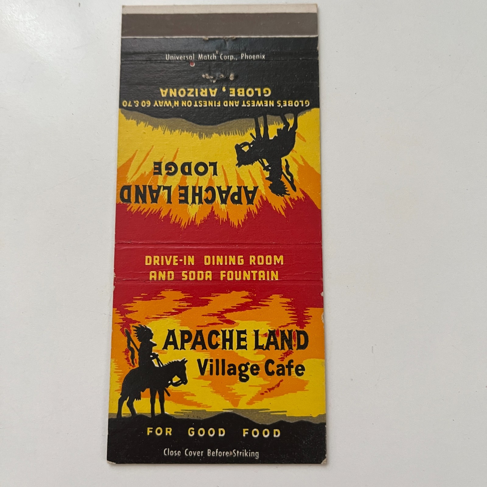 Apache Land Village Cafe for Good Food Vintage Matchbook Cover TMM7-2
