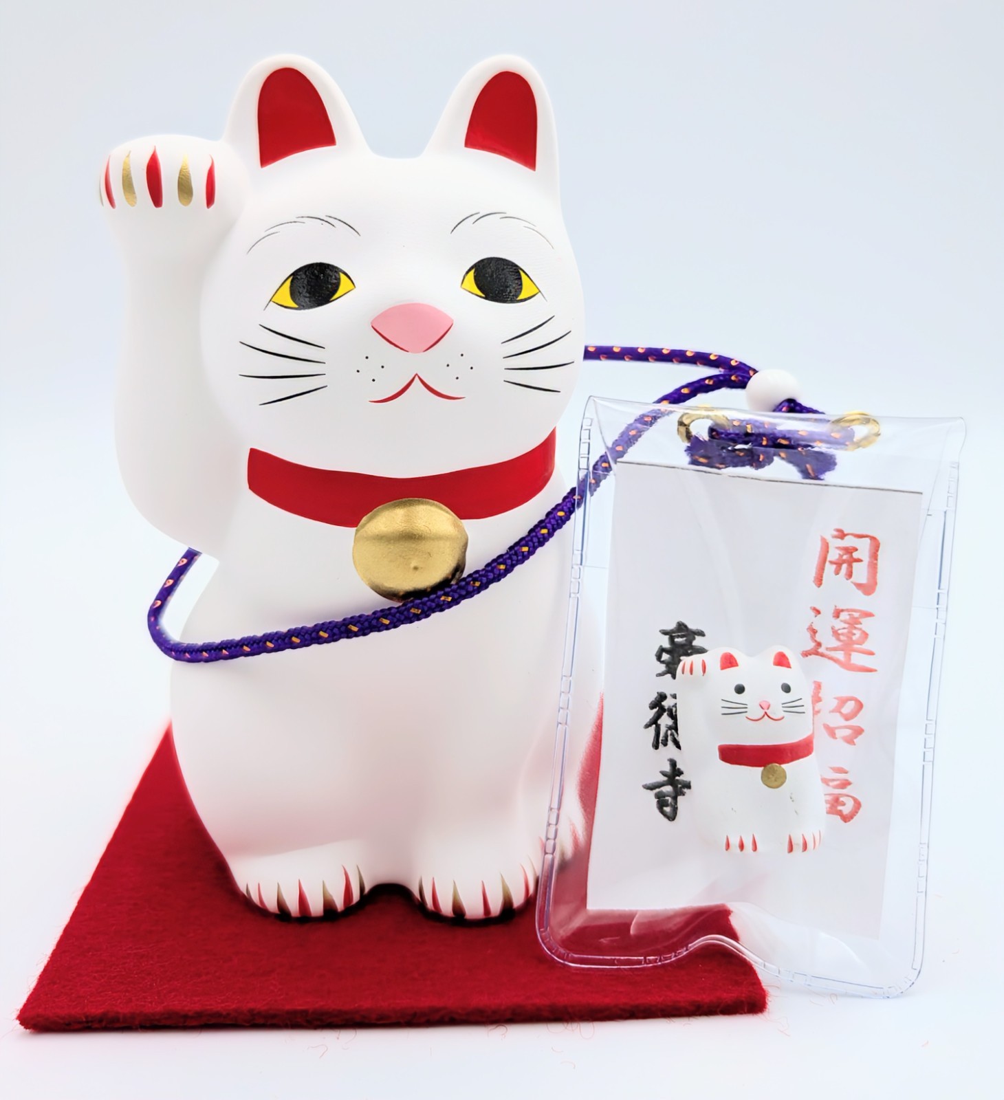 Japanese Lucky Cat Maneki Neko Size 3 Gotokuji Temple Official Charm Set Japan