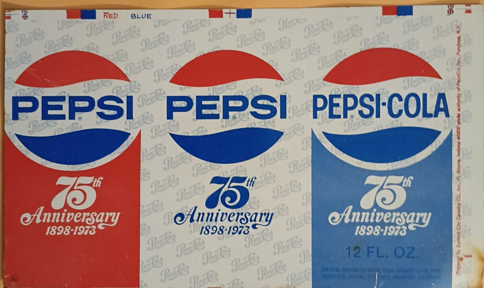 Unrolled Vintage Pepsi Cola 75th Anniversary Aluminum Can