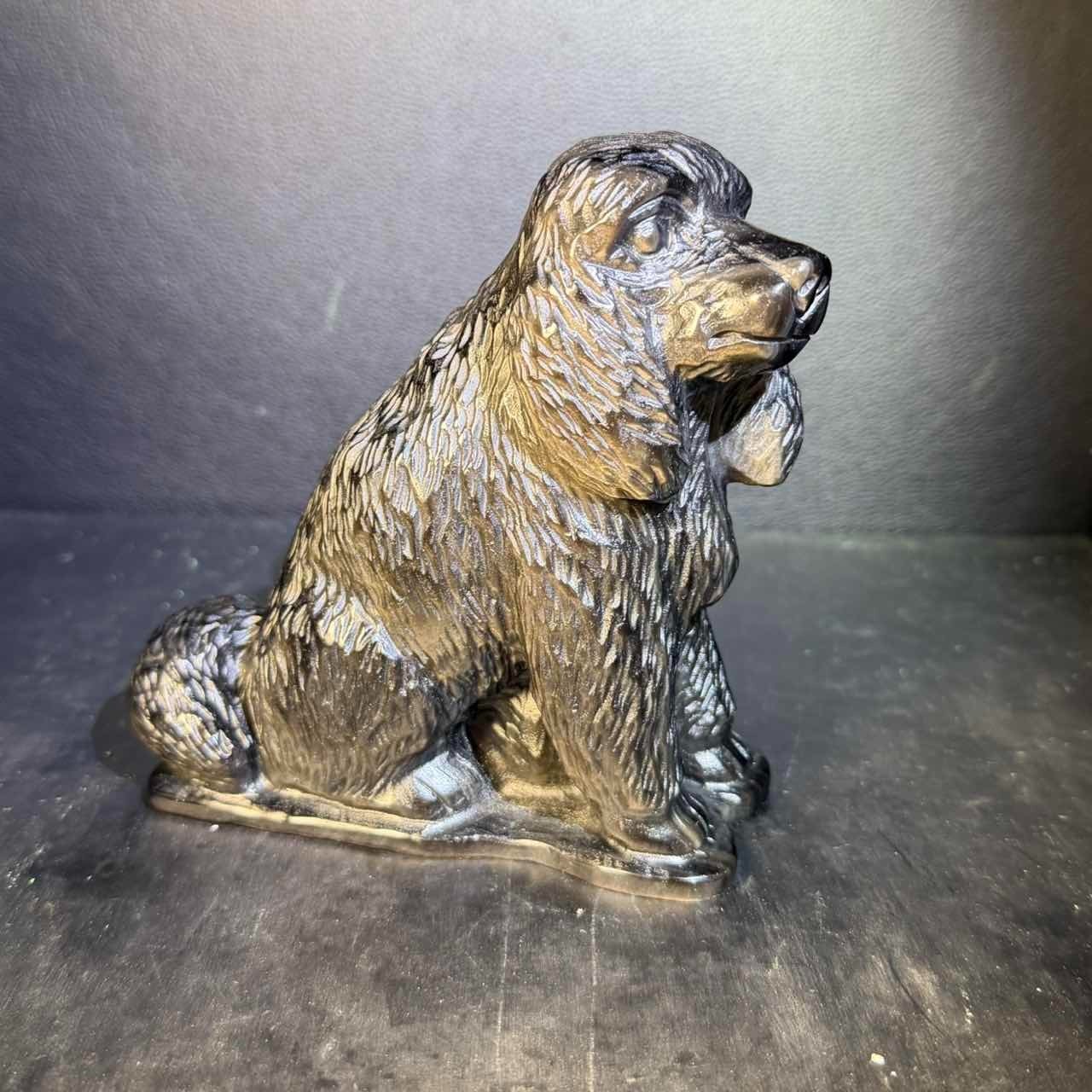 2.78LB147mm Natural Silver Obsidian Dog Carving Crystal Ornament Quartz  Gift