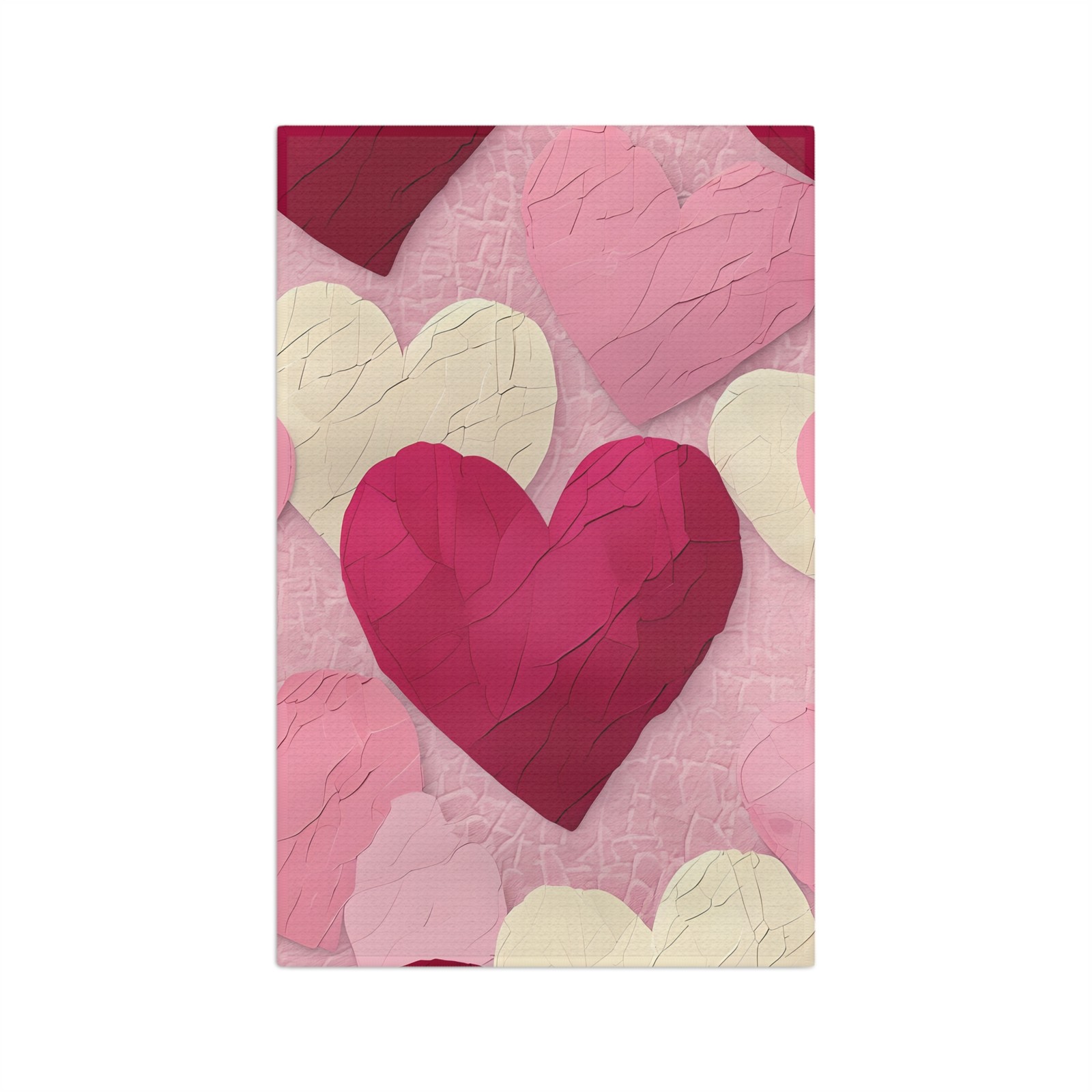 Layered Heart Pattern Microfiber Tea Towel | Pink Valentine Kitchen Decor