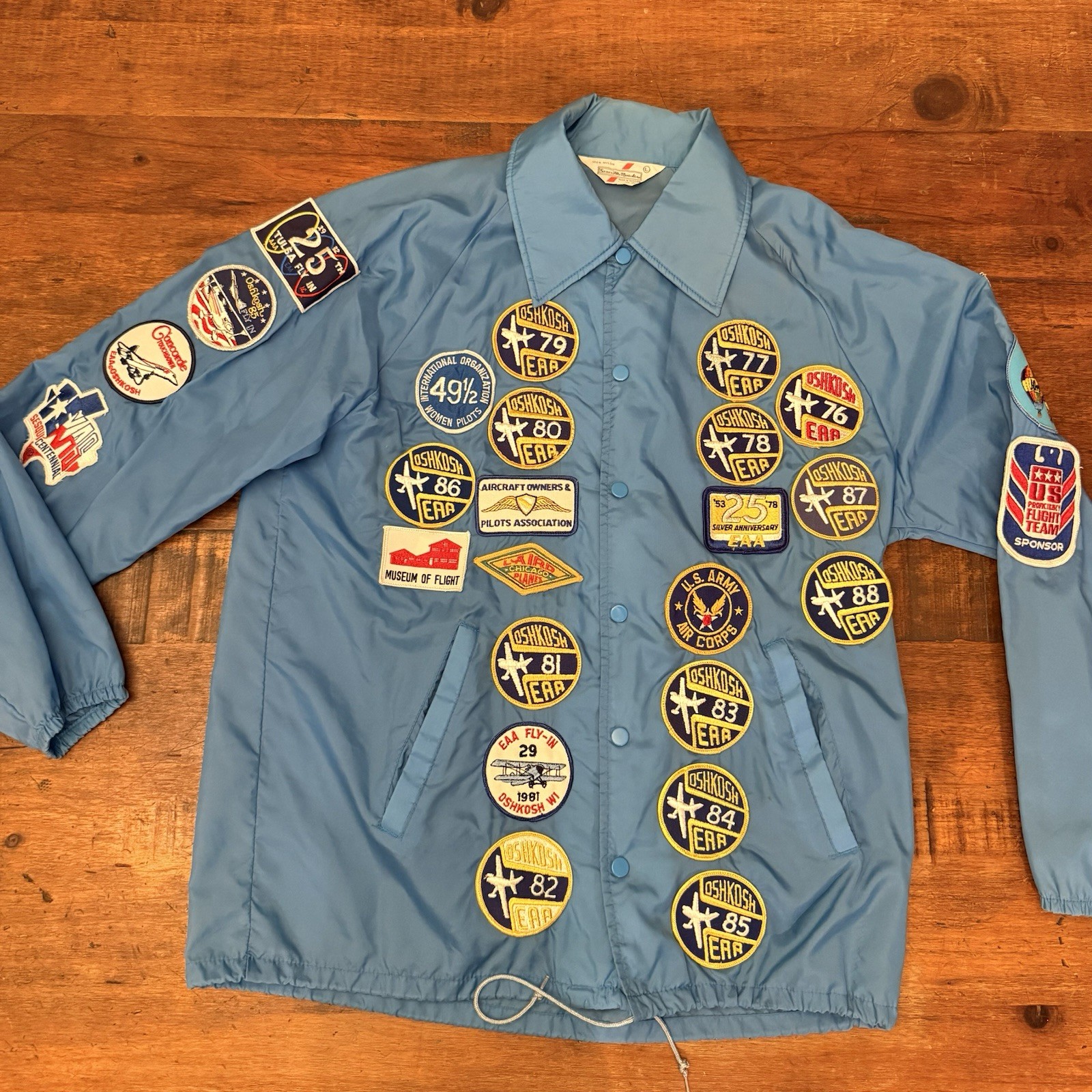 Vintage EAA Oshkosh 1970s 80s Patch Jacket Men\'s  Size Large Airshow