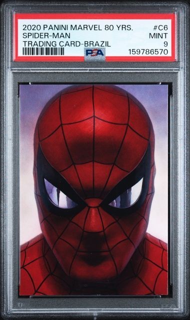2020 PANINI MARVEL 80 YEARS SPIDER-MAN TRADING CARD BRAZIL #C6 PSA 9 2020 PANINI MARVEL 80 YEARS SPIDER-MAN TRADING CARD BRAZIL #C6 PSA 9