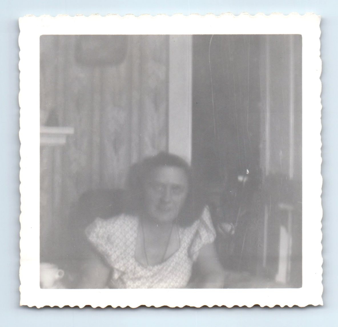 Old Vintage Square Photo SOLO WOMAN SOFT FOCUS CANDID SNAPSHOT PHOTOGRAPH