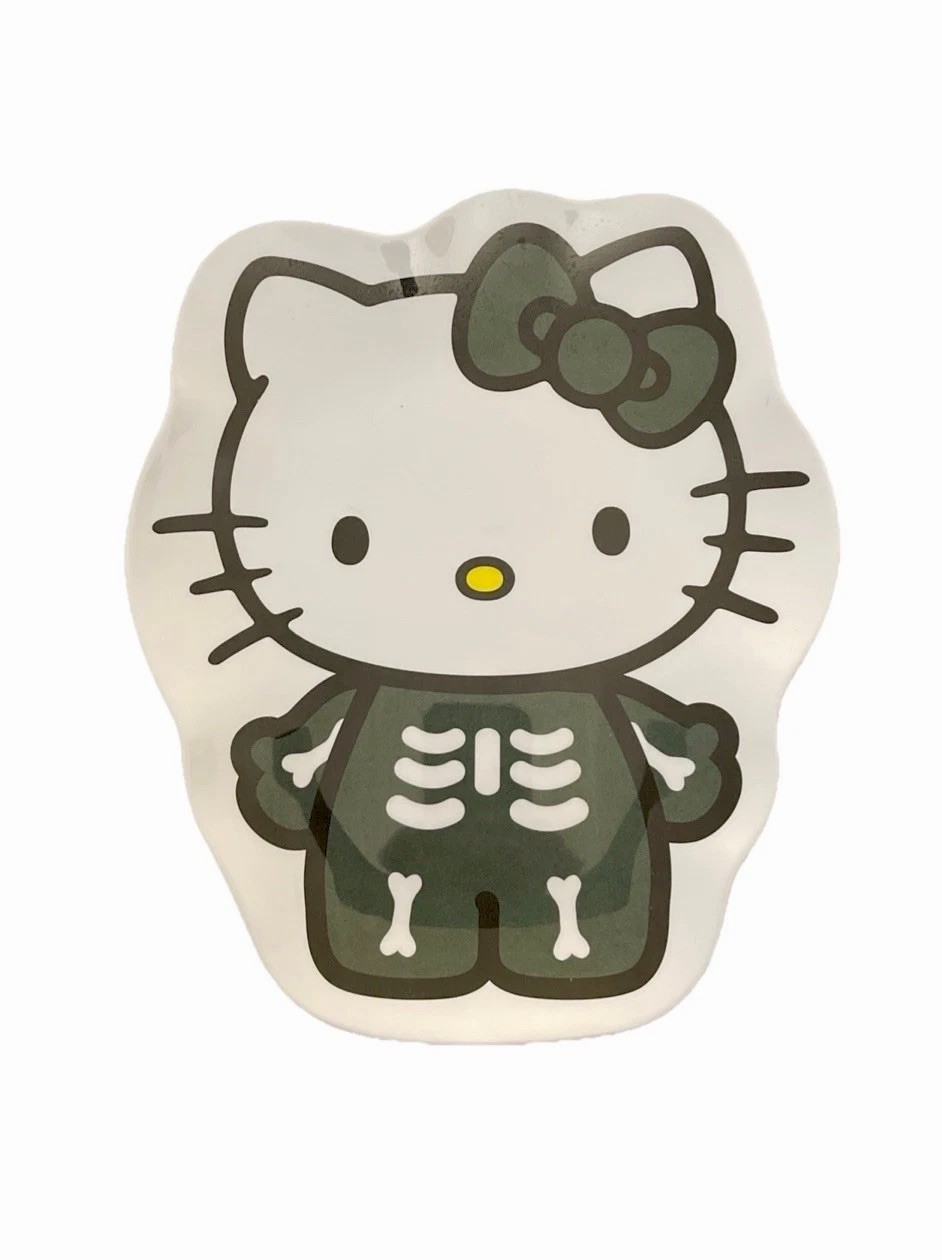 Hello Kitty Cat In Skeleton Costume On A Large Plastic Serving Platter Dish. New Hello Kitty Cat In Skeleton Costume On A Large Plastic Serving Platter Dish. New