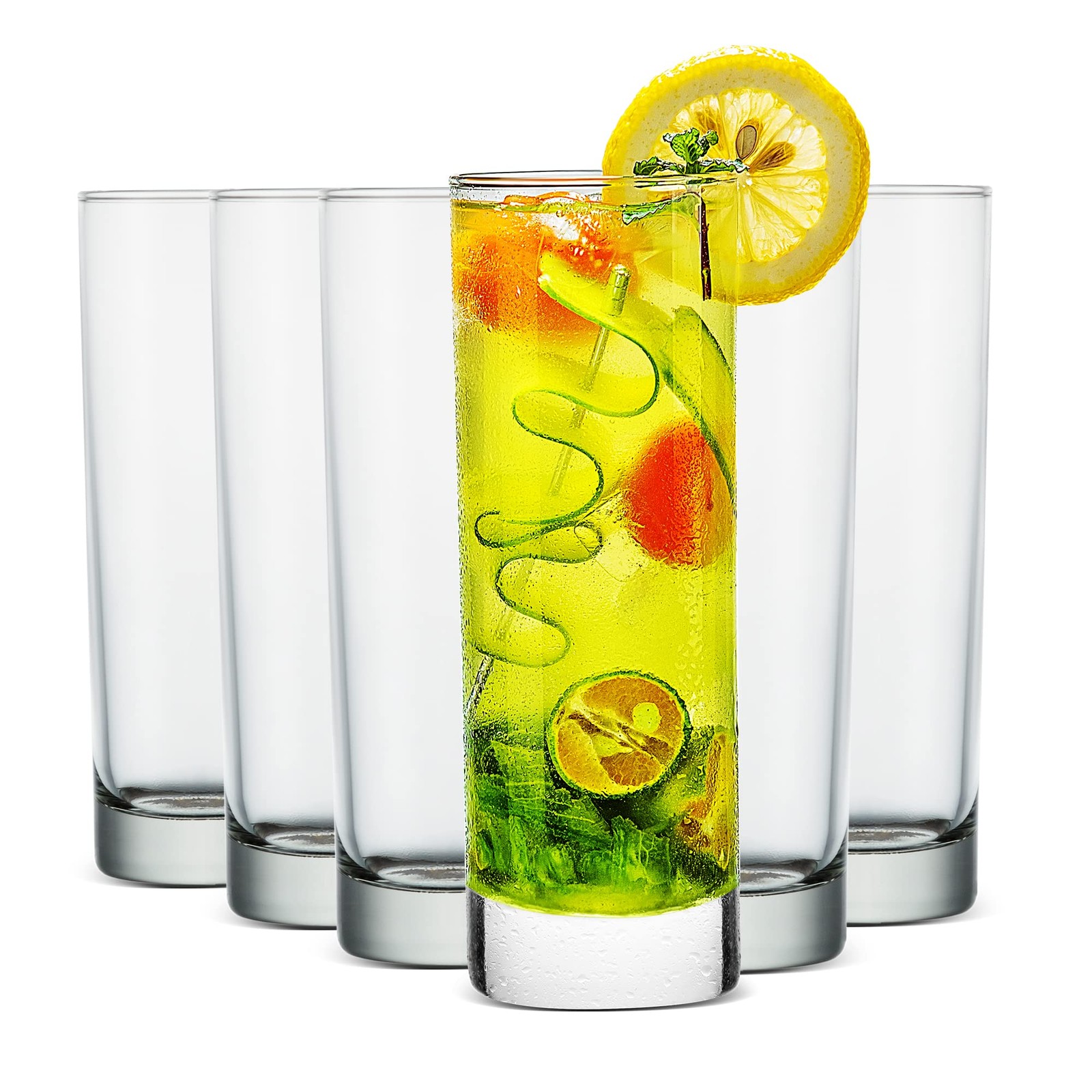 LUXU Premium Highball Drinking Glasses 6 Count (Pack of 1), Clear Crystal LUXU Premium Highball Drinking Glasses 6 Count (Pack of 1), Clear Crystal