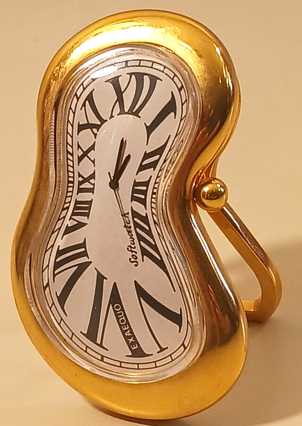 Vtg 90s Exaequo Softwatch Salvador Dali Melting Desk Table Clock Gold Tone Rare