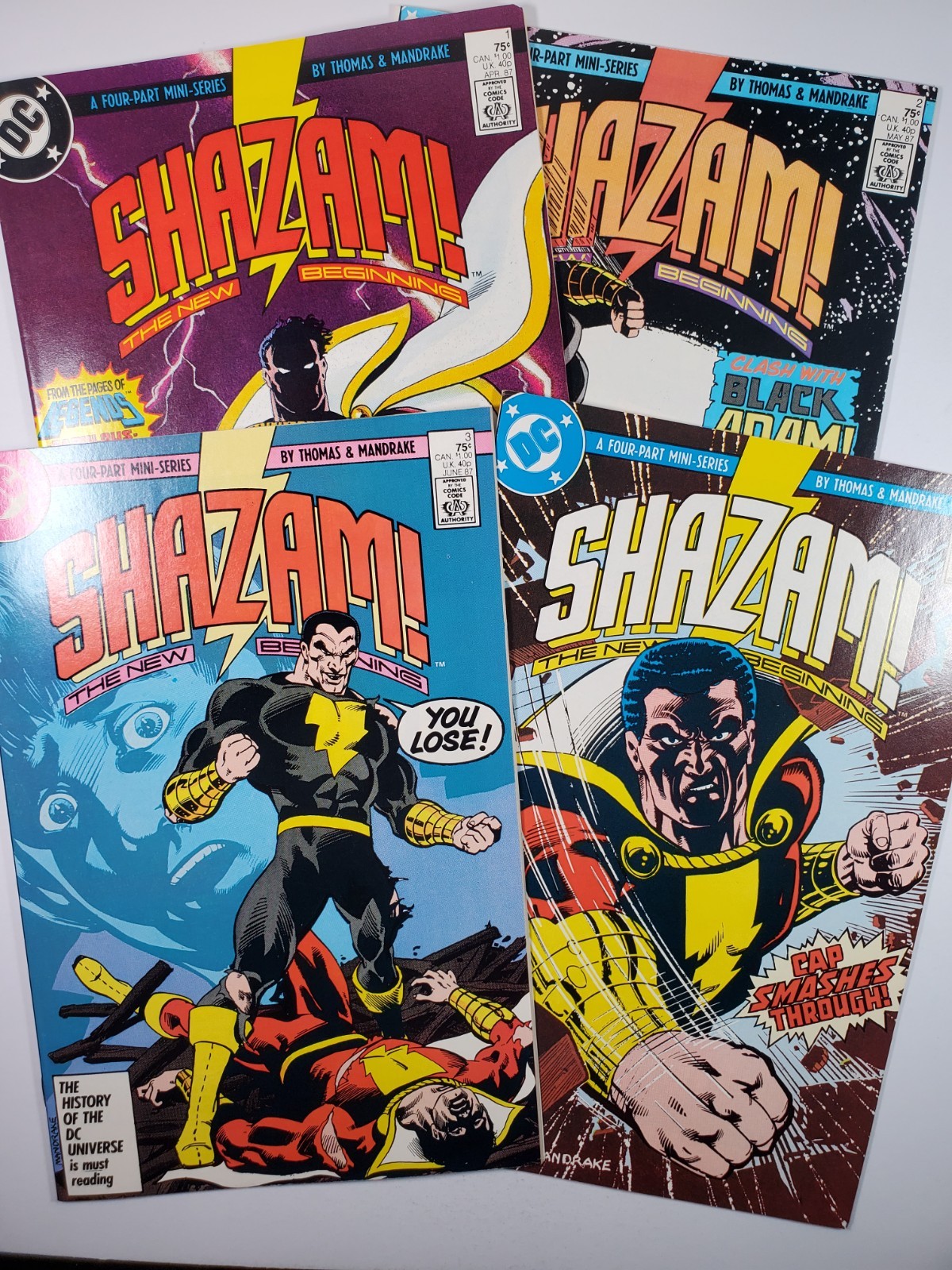 Shazam the New Beginning 1-4 NM 1987 Complete Series Billy Batson Black Adam Shazam the New Beginning 1-4 NM 1987 Complete Series Billy Batson Black Adam