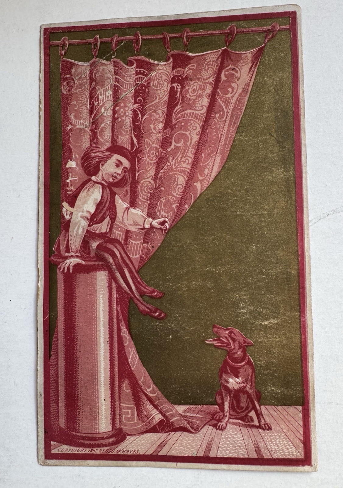 Antique Opera Havlin’s Theatre Maritana V Wallace Trade Card 1882 Boy Dog Rare Antique Opera Havlin’s Theatre Maritana V Wallace Trade Card 1882 Boy Dog Rare