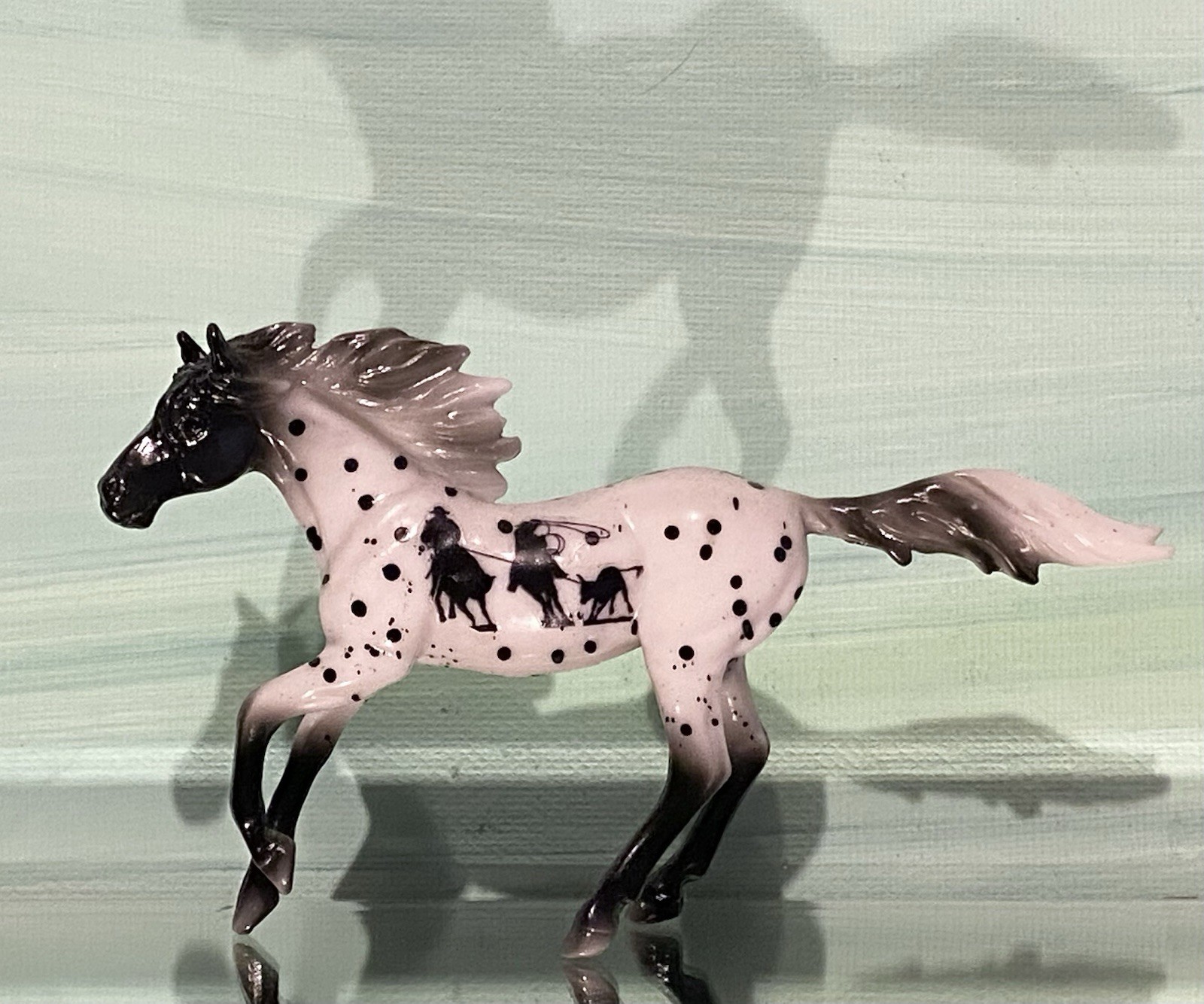 Custom Designed Breyer Stablemate Running Mare Team Roping Design CM OOAK