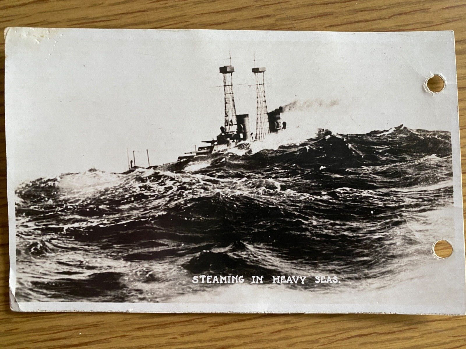1920s RPPC - STEAMING IN HEAVY SEAS antique real photograph postcard NAUTICAL