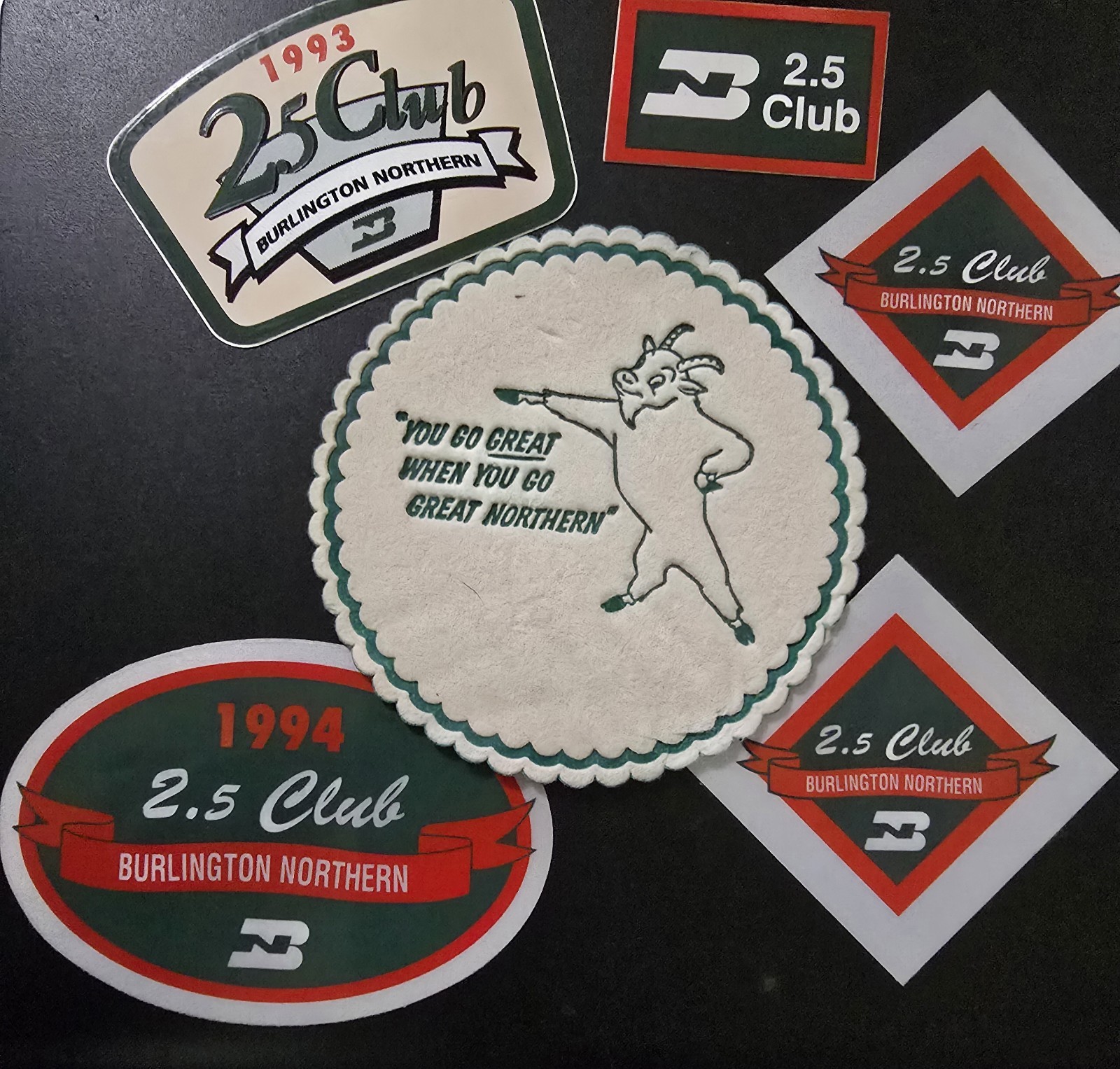 Vintage Burlington Northern BN 2.5 Club Stickers Decals 1993 1994 Great Northern