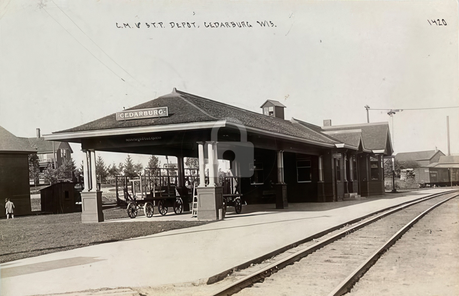 Cedarburg WI Wisconsin Railroad Train Station Depot RPPC Photo Postcard COPY