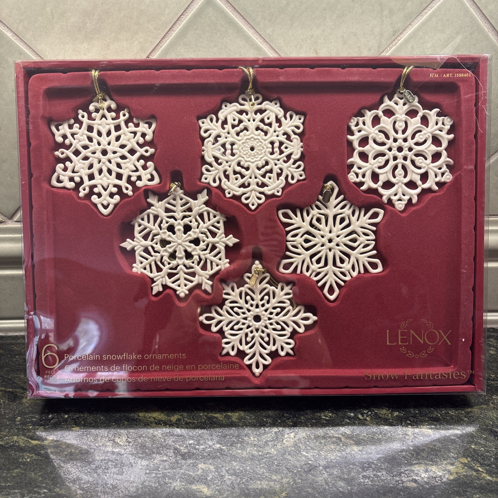 New Lenox Snowflake Fantasies 6 Piece Christmas Ornament Set 4” #1598461 New Lenox Snowflake Fantasies 6 Piece Christmas Ornament Set 4” #1598461