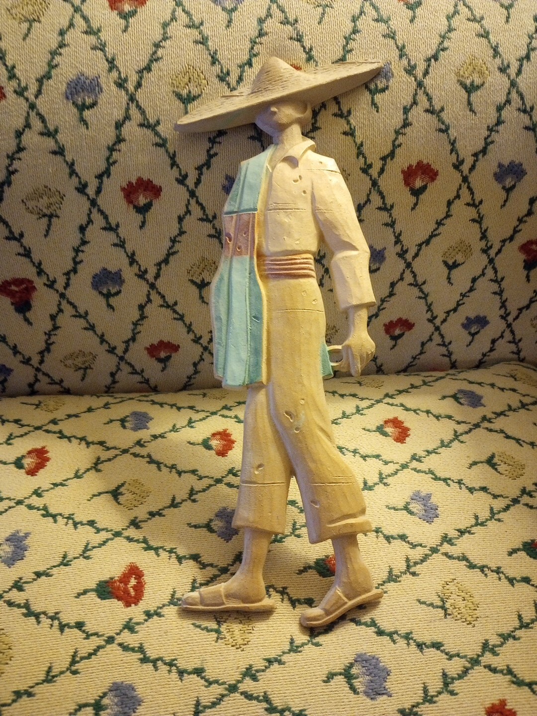 Vintage Mexican Metal Wall Hanging - A Boy  Clay Color Folk Art