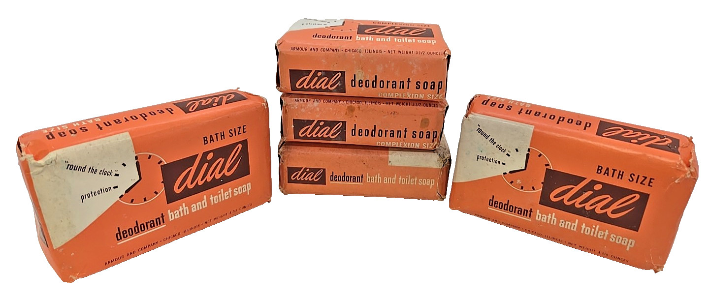 Lot of 5 Vintage 1950's Dial Deodorant Complexion Bar Soaps Armour & Company
