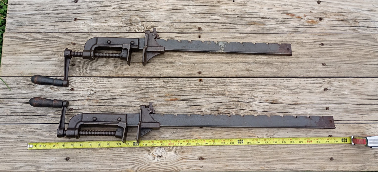 2pc Vintage Hand Crank Bar Clamp Tools