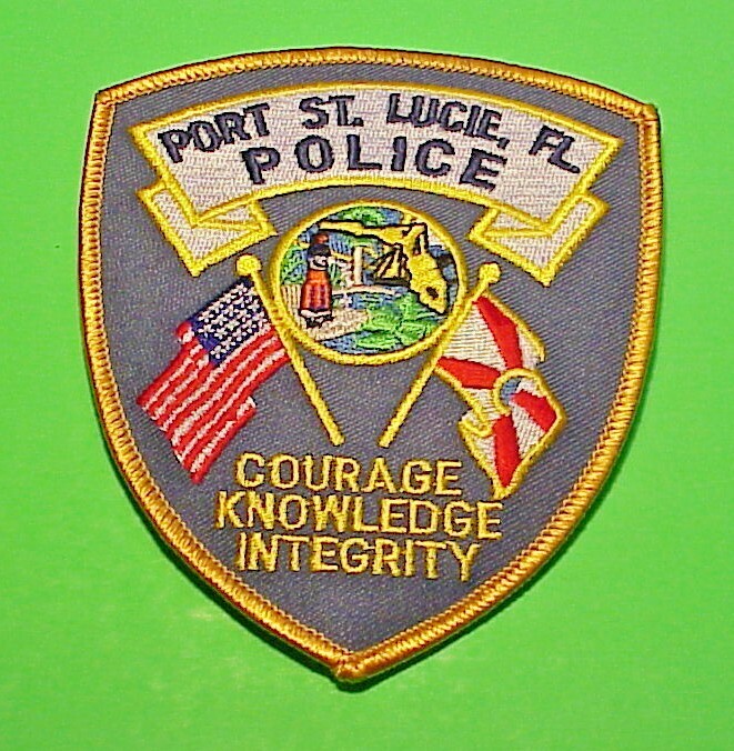 PORT ST. LUCIE  FLORIDA  ( DARK GOLD BORDER )  FL  POLICE PATCH  4 3/4\
