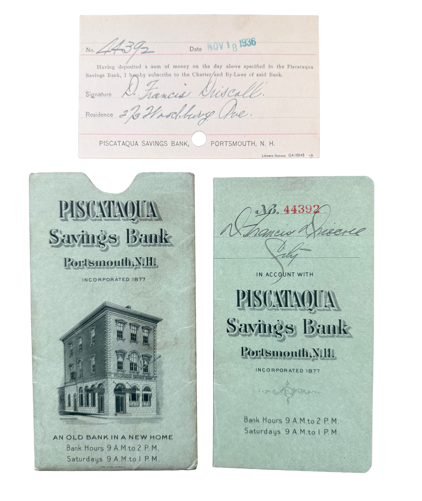 Vintage Piscataqua Savings Bank Portsmouth NH Passbook Sleeve Signature Card Lot Vintage Piscataqua Savings Bank Portsmouth NH Passbook Sleeve Signature Card Lot
